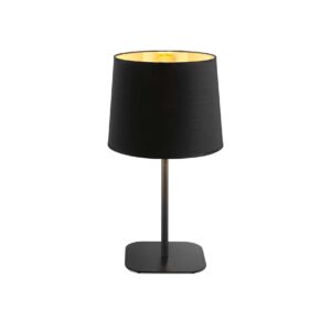 Plongez dans l'atmosphère envoûtante d'une élégance subtile avec cette lampe de table en métal noir au design contemporain .