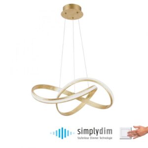 Illuminez votre intérieur avec cette magnifique suspension LED intégrée au design élégant et contemporain. Dotée d'une patine dorée raffinée, cette pièce sublime aux lignes entrelacées crée un jeu de courbes harmonieuses, apportant à votre espace une touche d'élégance et de modernité.