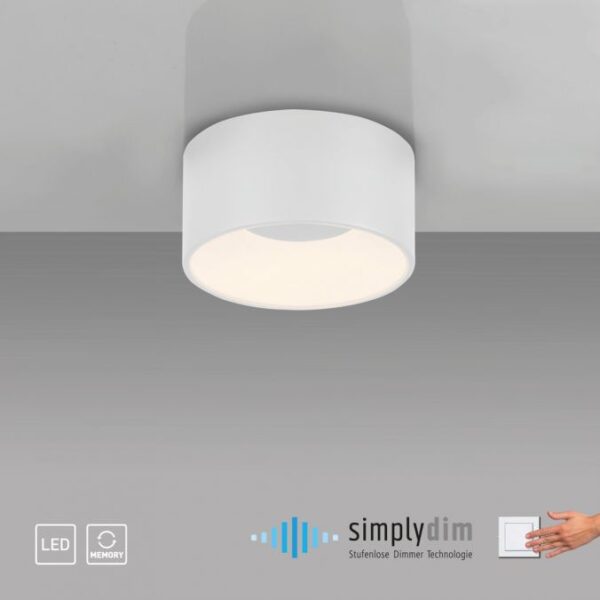 Le petit plafonnier Anika LED blanc séduit par son design à la fois simple et moderne, idéal pour s'intégrer harmonieusement dans tout espace de vie. Fabriqué à partir d'une élégante combinaison de fer et de matière PVC, ce luminaire compact est doté de la technologie innovante SimplyDim. Grâce à cette fonction pratique, il est possible de régler facilement l'intensité lumineuse en utilisant votre interrupteur déjà en place, qu'il s'agisse d'un interrupteur à bascule, à tirette, à cordon ou mural.