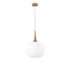 La suspension Jaipur séduit par son design chaleureux et raffiné. Elle associe la chaleur d’un métal imitation bois à la pureté d’un globe en verre opale blanc. Ce contraste harmonieux crée un luminaire unique, à la fois moderne et intemporel.