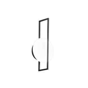 Applique murale LED design moderne. 12W, 1650 lm, CCT réglable 3000/4000/6500K. Cadre noir graphique et disque lumineux blanc. Idéale pour un intérieur contemporain.