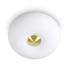 Apportez élégance et lumière douce à votre intérieur avec ce plafonnier en verre soufflé blanc et finition laiton. Design moderne, structure robuste et éclairage confortable.