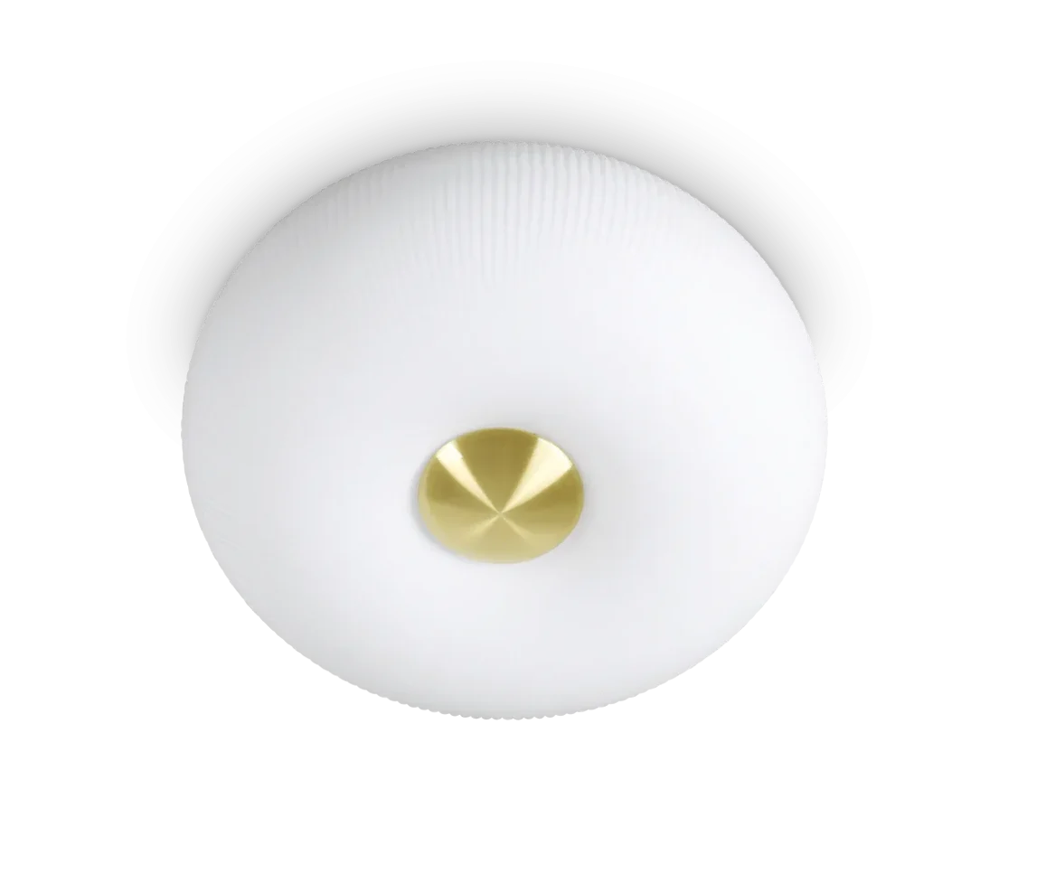 Apportez élégance et lumière douce à votre intérieur avec ce plafonnier en verre soufflé blanc et finition laiton. Design moderne, structure robuste et éclairage confortable.