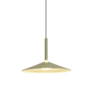 Suspension LED verte avec système monte et baisse. Lumière blanc chaud 3000K, design contemporain et hauteur réglable.