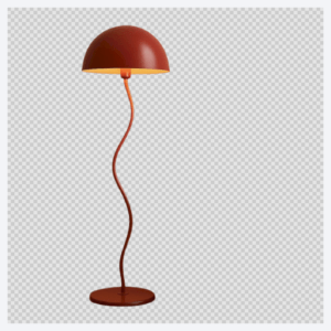 Lampadaire design brique avec abat-jour en forme de dôme et pied ondulé original. Idéal pour salon moderne ou intérieur rétro chic.