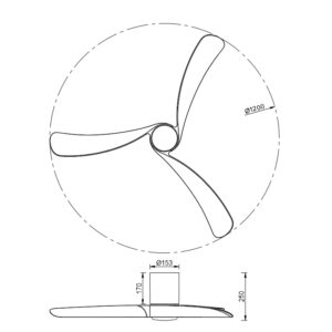 détail ventilateur de plafond LED silencieux avec lumière dimmable