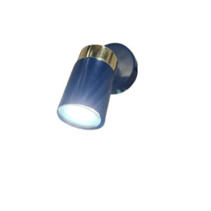Applique spot design moderne cylindrique couleur bleu canard et or.