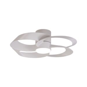 Plafonnier ventilateur LED design Rose blanc mat en forme de fleur