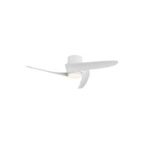 Plafonnier ventilateur LED compact Groenland XS blanc mat avec 3 pales profilées