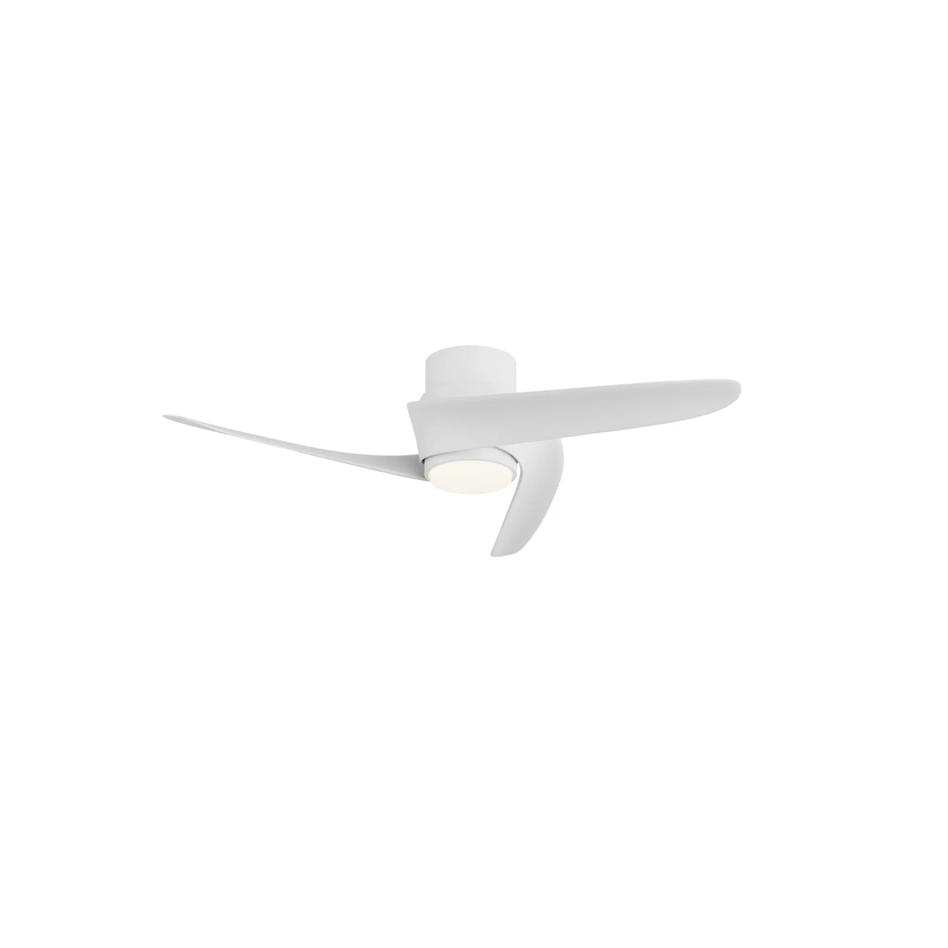 Plafonnier ventilateur LED compact Groenland XS blanc mat avec 3 pales profilées