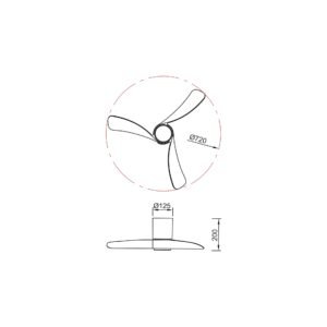 Dimensions Nemo XS Schéma technique des dimensions du plafonnier ventilateur Nemo XS diamètre 72 cm