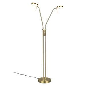 Gros plan sur les deux tetes orientables du lampadaire liseuse led moderne.