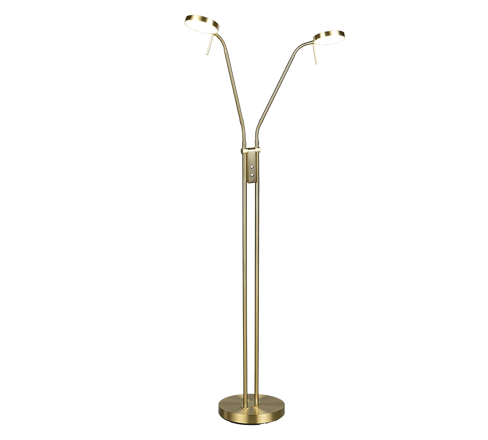 Lampadaire liseuse led moderne double eclairage avec bras orientables.