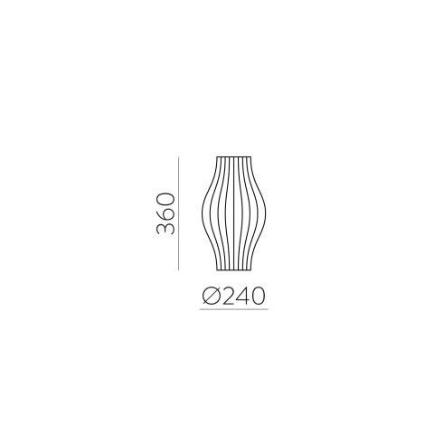 Schema des dimensions de la petite lampe a poser ajouree 36 cm.
