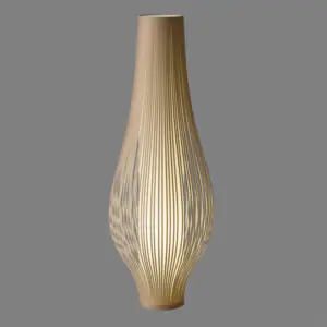 Grand lampadaire de sol ajoure en forme d'amphore couleur pierre et sable.