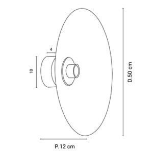 Schema des dimensions de l'applique disque en tissu 50 cm.