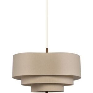 Grande suspension galet en tissu naturel a 3 niveaux de 78 cm de diametre.