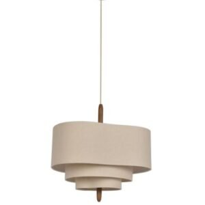 Suspension galet en tissu écru a 3 niveaux de 58 cm de diamètre.