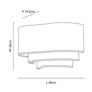 Schema des dimensions de l'applique murale en tissu ecru 40 cm.